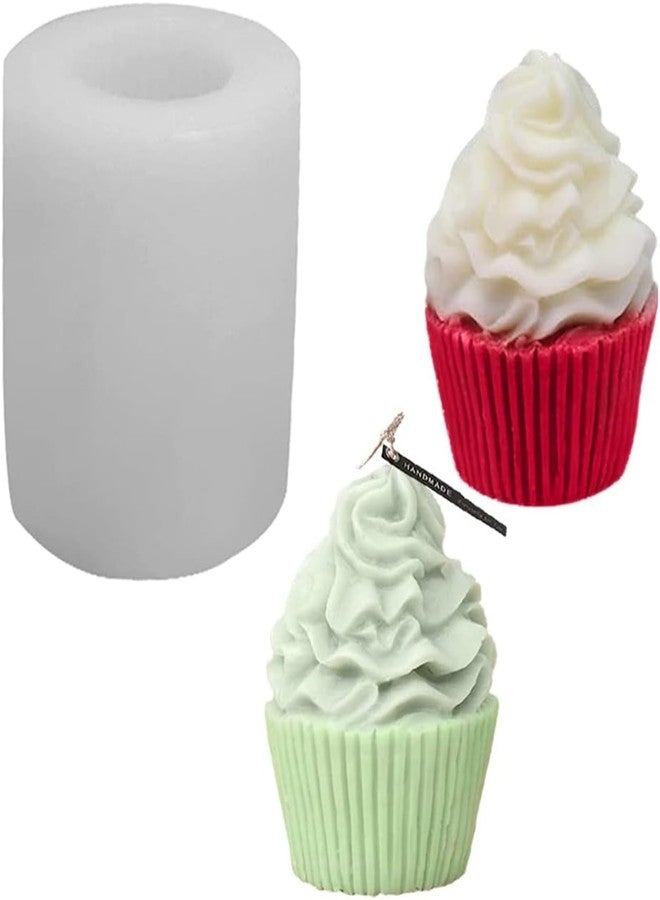 SOFTCREATO 3D Ice Cream Cupcake Candle Silicone Mould | Cupcake Swirl Shape Soap Mold Clay Molds Silicone Candle Making Soaps Making Molds for Chocolate Fondant, Resin Casting DIY Mould- 1pc - Image 1